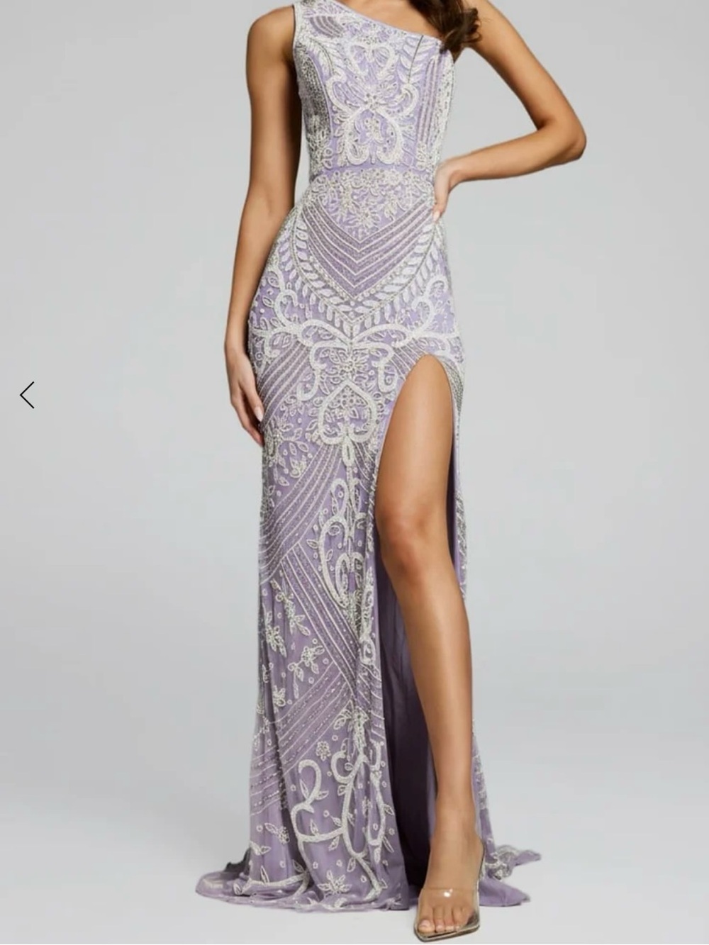 Jovani Lilac One-Shoulder Beaded Evening Gown